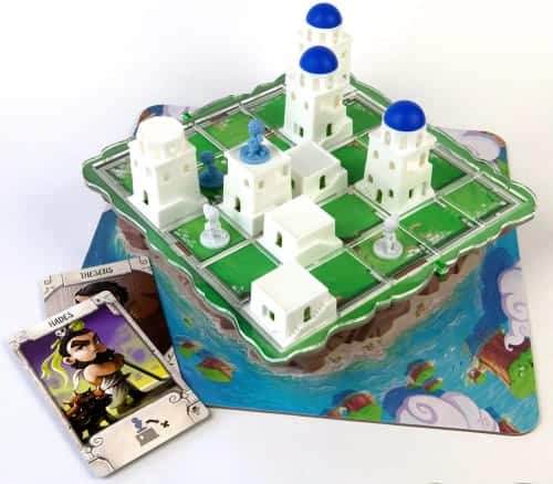 Santorini comes with pretty 3D cities and tower pieces